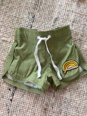 Seaesta surf Olive Green Drawstring surf Shorts with Rainbow Patch size 1 T